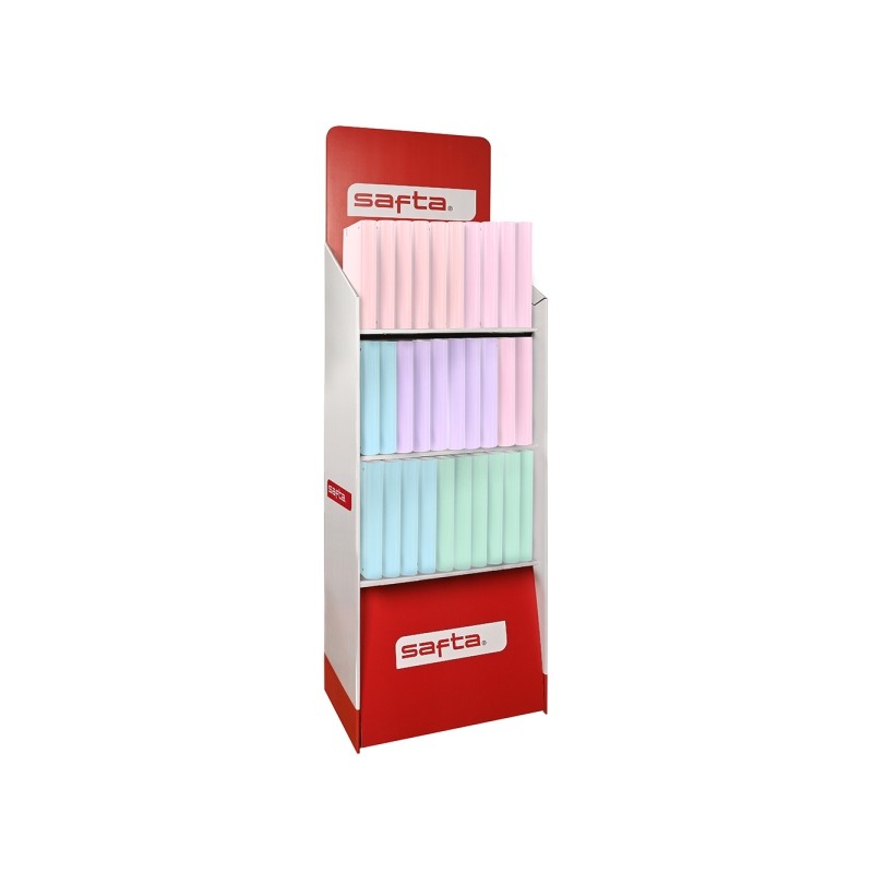 Espositore per articoli di cartoleria Safta - Capacità: 335.4 litri - Cartone riciclato - Ecologico - 3 ripiani - 600x3
