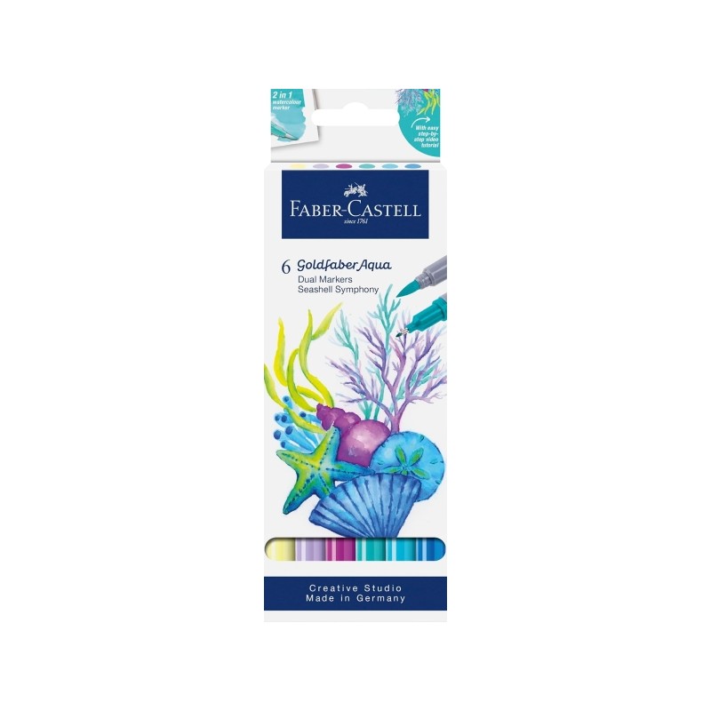 Faber-Castell Tropical Escapes Pack con 6 pennarelli Goldfaber a doppia punta - punta a pennello e punta fine da 0.6 mm 