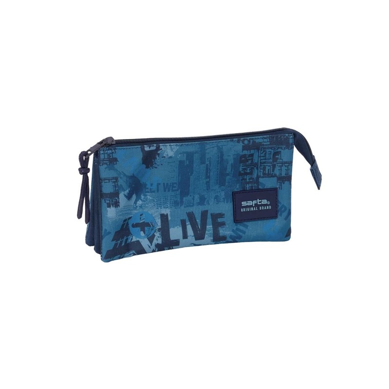 Safta New Edition Borsa multiuso - 3 scomparti con cerniera - Tasca interna - 0.6 L - 220x30x120 mm - Colore: blu