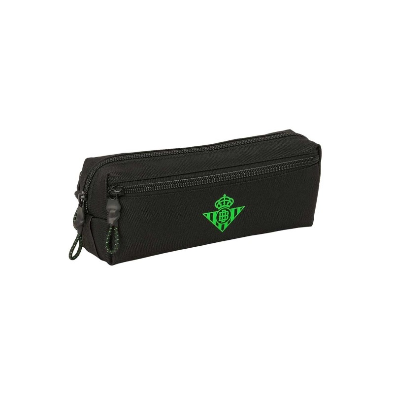 Safta Real Betis Balompie Borsa portaoggetti - 3 scomparti con cerniera - Elastico - Compatta - 22x8.5x6 cm - Colore: ne