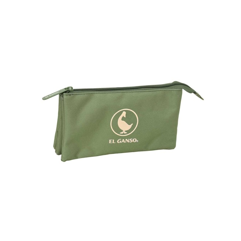 Safta el Ganso Basics Borsa multiuso - 3 scomparti con cerniera - Tasca interna centrale - 22x12x3 cm - Colore verde