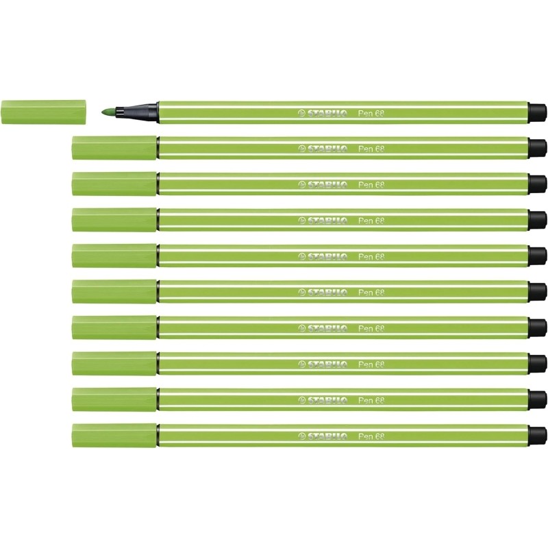 Stabilo Pen 68 Pennarello a punta in fibra - Spessore del tratto: circa 1 mm - Inchiostro a base d'acqua - Colore: verde