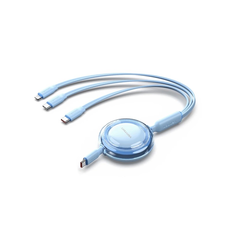 Cavo USB multiplo Vention - Potenza massima 100 W - Retrattile - Lunghezza regolabile fino a 1.1 m - USB-A - 2xUSB-C - L