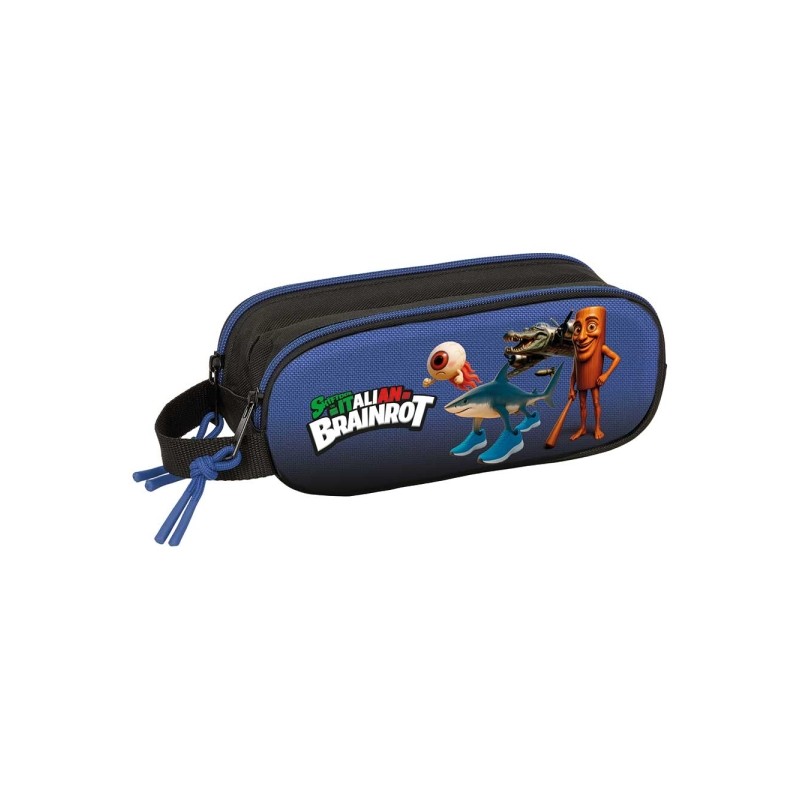 Safta Brainrot Borsa multiuso 3D - 2 scomparti con cerniera - Manico laterale - Capacità 1 L - 21x8x6 cm - Colore: nero
