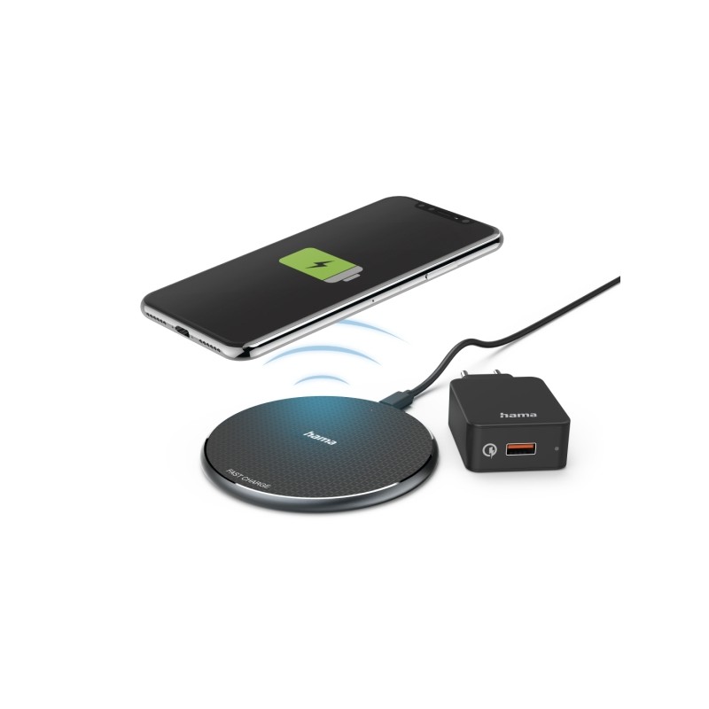 Hama QI-FC10 Caricabatterie wireless - USB-C - Cavo da 1 m - Ricarica rapida - Colore: nero