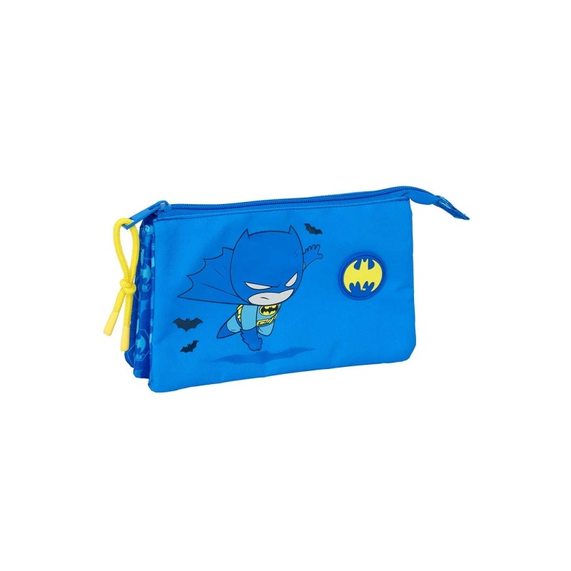 Safta Batman Borsa portaoggetti per la scuola dell'infanzia - 3 scomparti con cerniera - 0.6 L - Tasca interna - 220x30x