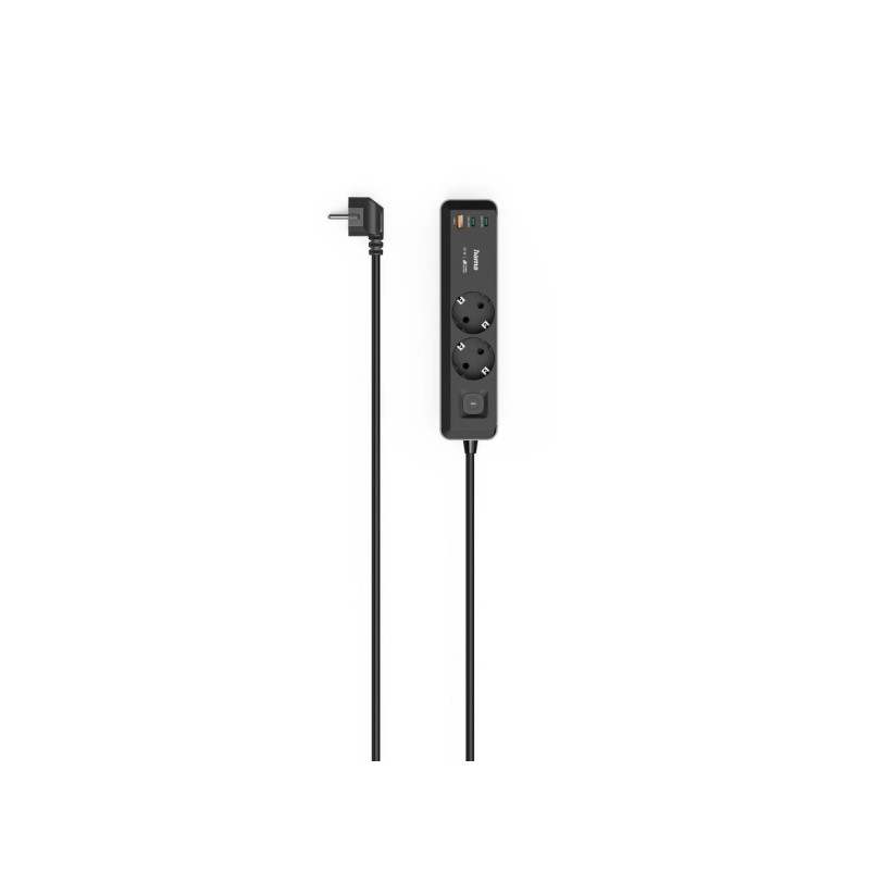 Hama Multipresa con 5 prese - Potenza massima 3680 W - Cavo da 1.4 m - 2x Schuko - 2x USB-C - 1x USB-A - Interruttore di