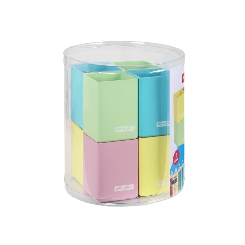 Safta Confezione da 8 portamatite - Silicone - Resistenti e flessibili - Facili da pulire - Confezionati in scatola di P