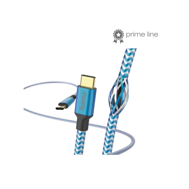 Cavo USB-C maschio Hama Reflective - Potenza massima 60 W - Lunghezza 1.5 m - Nylon - Velocità fino a 480 Mbps - Placca