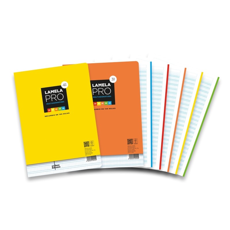 Foglio di ricambio Lamela Pro multifunzione da 100 fogli da 90 g/m² - Formato A4 - Righe a quattro linee da 4 mm - Cart