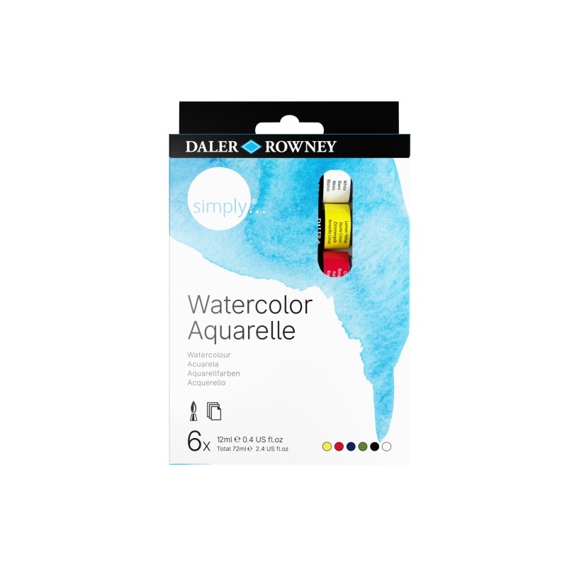 Daler Rowney Simply Pack da 6 acquerelli - 12 ml - Colori assortiti