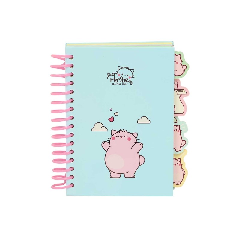 Safta Pembe The Pink Cat Blocco note A6 - Copertina rigida - 80 fogli - Grammatura 80 g/m² - Include 4 segnalibri - 105