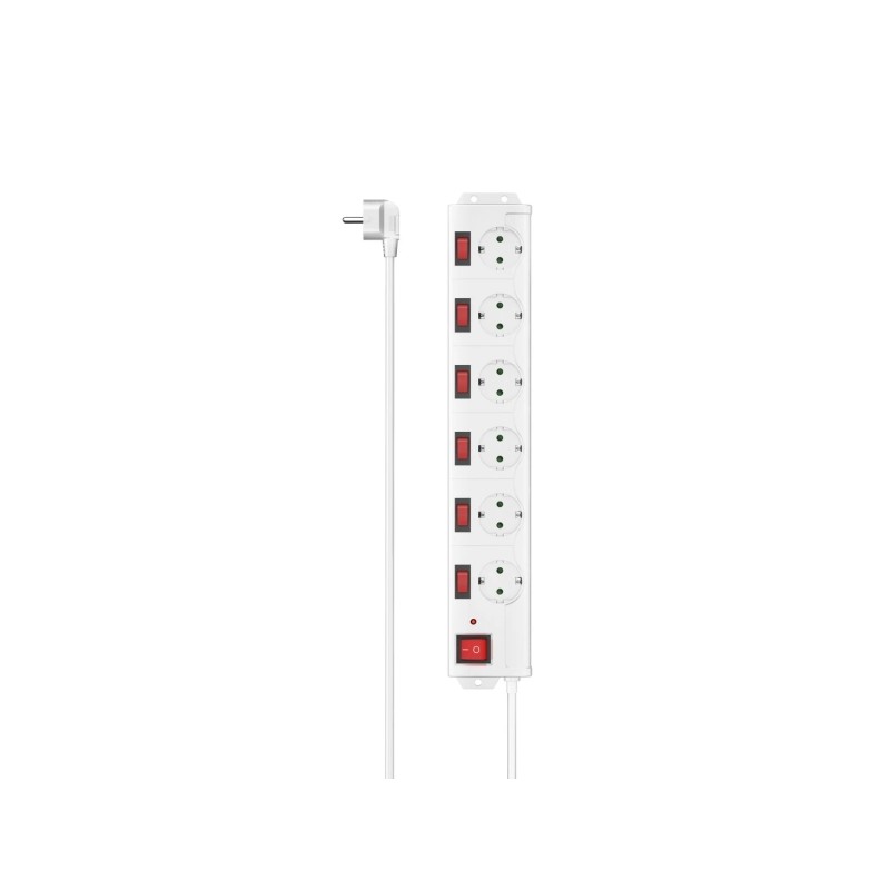 Hama Multipresa con 6 prese - Potenza massima 3680 W - Cavo da 1.4 m - Tensione 250 V - Interruttore generale e singoli 