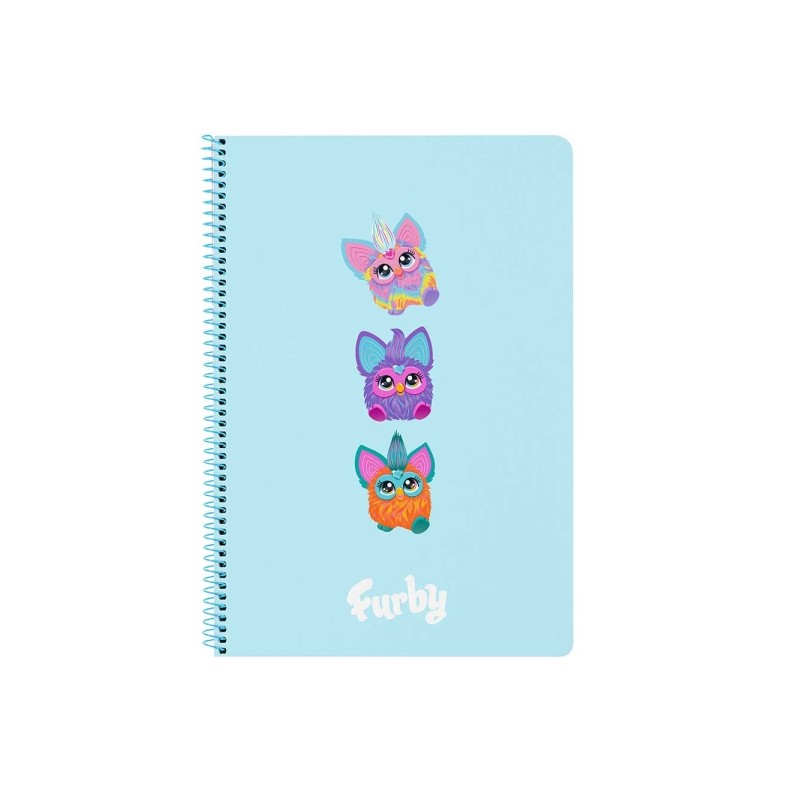 Safta Furby Quaderno a spirale - Formato Folio - 80 fogli a quadretti da 80 g/m² - Copertina rigida laminata - Spirale 