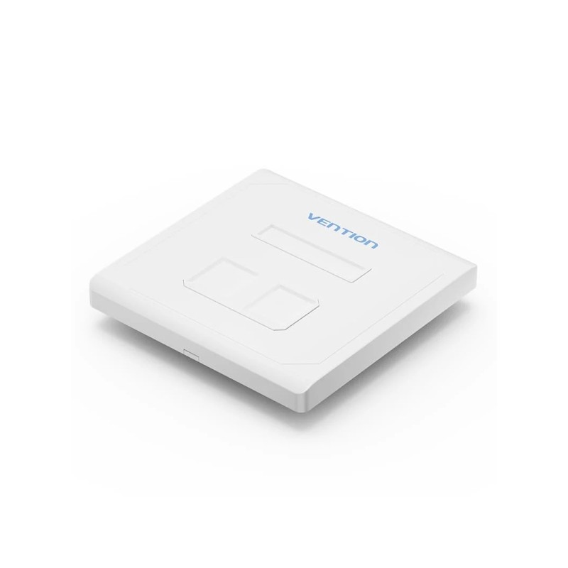 Vention Presa a muro con 2 porte RJ45 - Compatibile con scatole da incasso tipo 86 - ABS resistente all'invecchiamento -