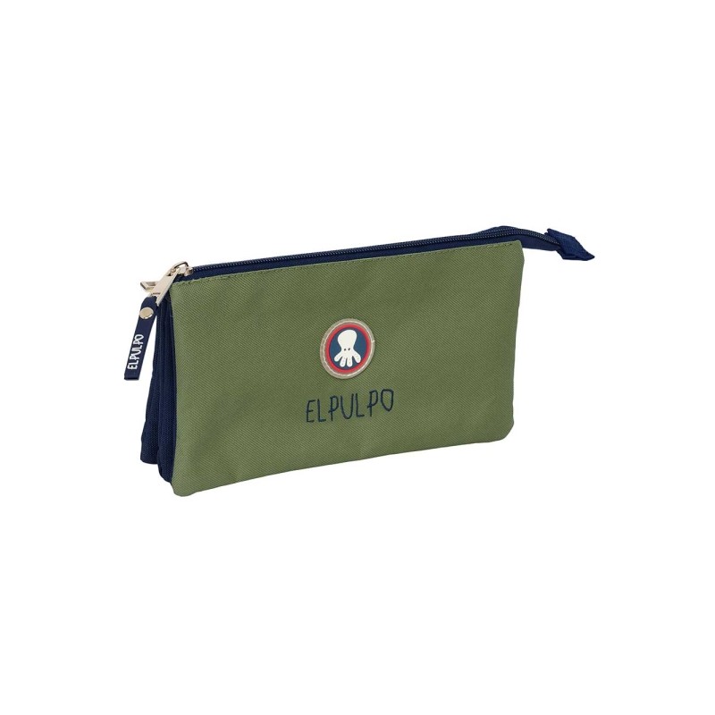 Safta. il polipo multiuso - 3 scomparti con cerniera - Tasca interna - 0.6 L - 220x30x120 mm - Colore verde scuro