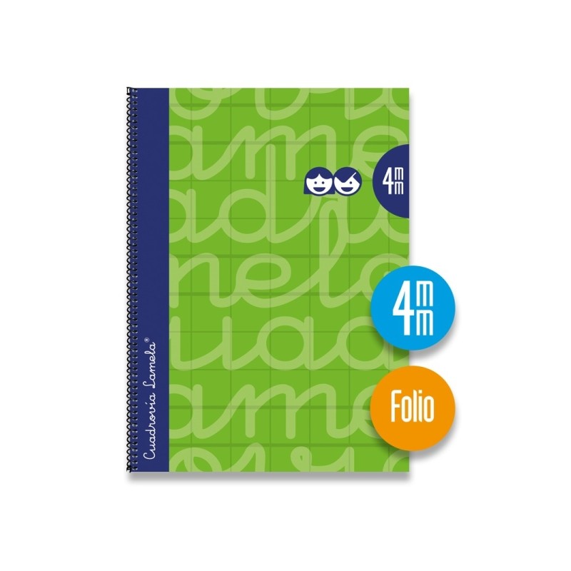 Lamela Quaderno a spirale con 80 fogli da 90 g/m² con margine - Formato Folio - Righe a quattro linee da 4 mm - Coperti