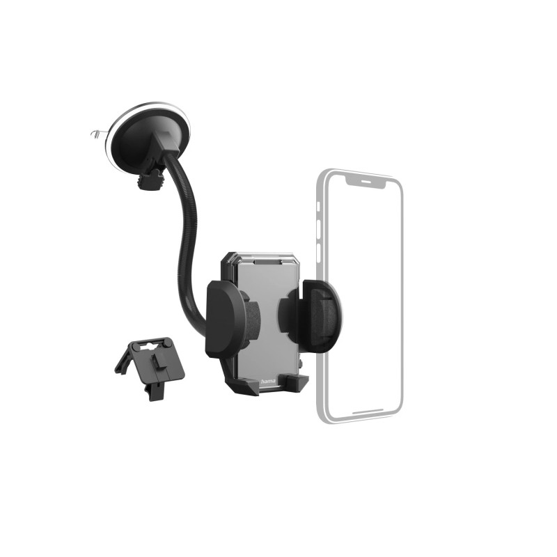 Hama Supporto multiplo da auto per smartphone - Peso massimo 200 g - Morsetto per griglia - Ventosa per parabrezza - Lar