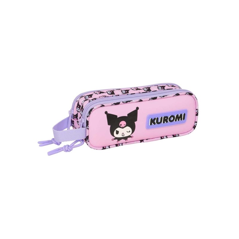 Safta Kuromi Borsa portaoggetti - 2 scomparti con cerniera - Manico laterale - Capacità 1 L - 21x8x6 cm - Colore rosa