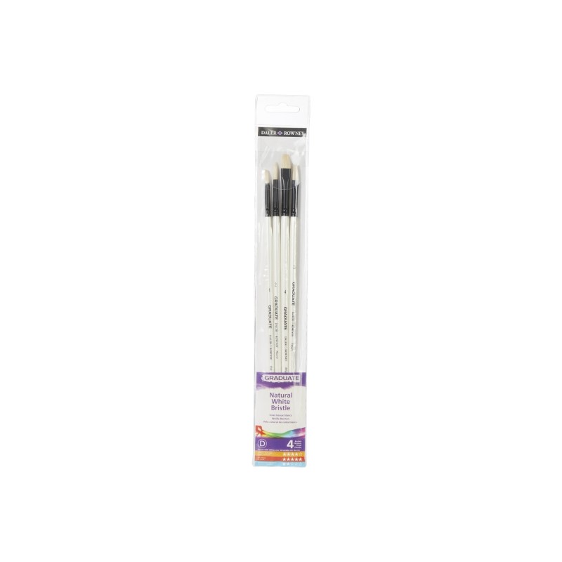 Daler Rowney Graduate Pack da 4 pennelli per pittura a olio - Setole naturali - Manico lungo