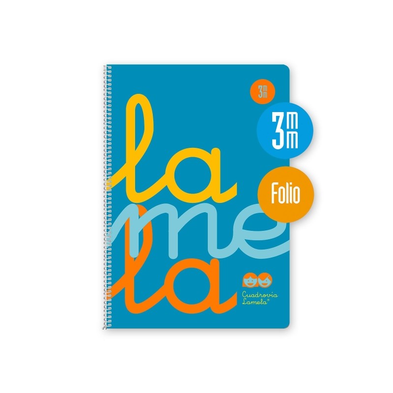 Lamela Quaderno a spirale con 80 fogli da 90 g/m² con margine - Formato Folio - Righe a quattro linee da 3 mm - Coperti