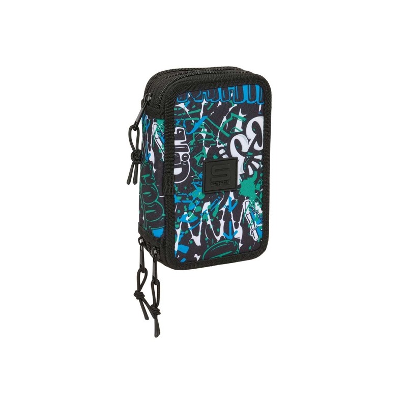 Safta Graffiti Go Astuccio a 3 ripiani - 37 pezzi - 1.3 L - Gomma - Matita - Penne a sfera - Temperamatite - Righelli - 