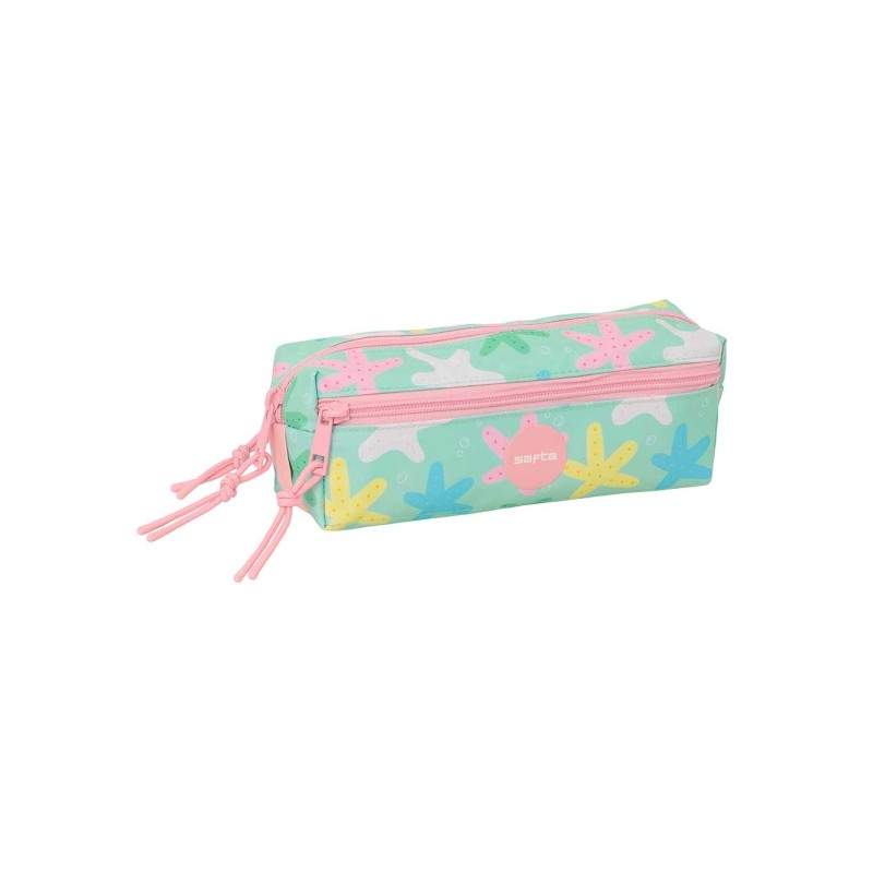 Safta Estrellas Portatutto - 3 scomparti con cerniera - Elastico - Compatto - 22x8.5x6 cm - Colore verde