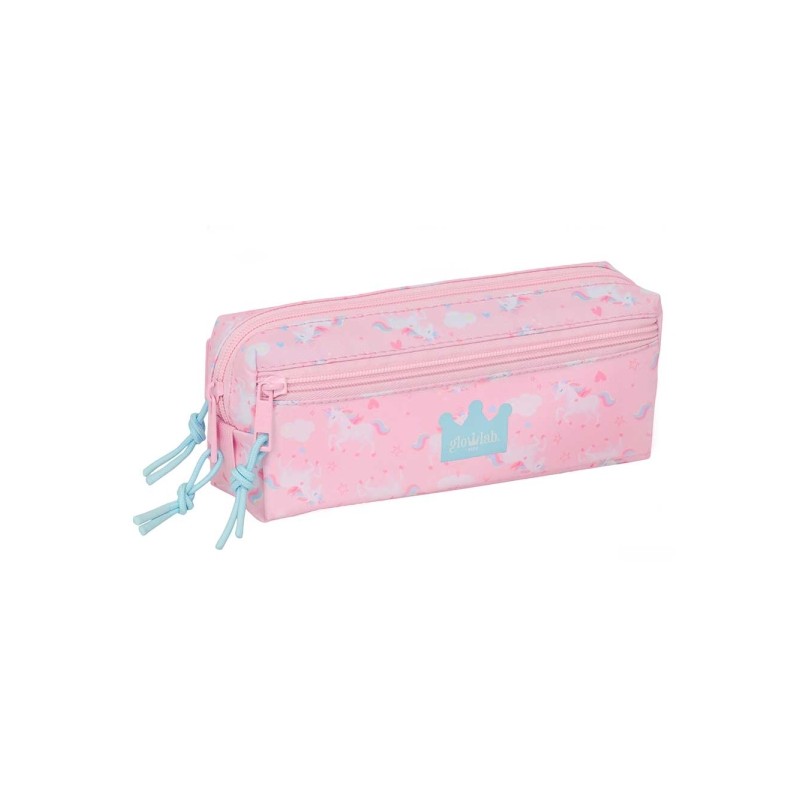 Safta Glowlab Kids Borsa portaoggetti - 3 scomparti con cerniera - Elastico - 0.98 L - 220x60x85 mm - Colore rosa