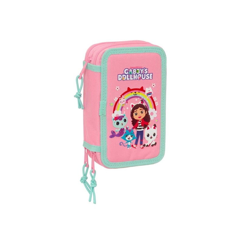 Safta Gabby's Dollhouse Astuccio a 3 piani - 37 pezzi - Gomma - Matita - 2 penne a sfera - Temperamatite - 2 righelli - 