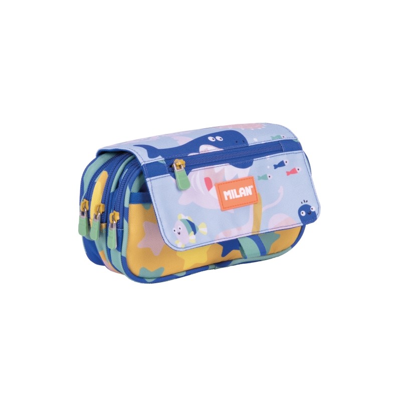 Milan Blue Odyssey Borsa portaoggetti con patta - Cerniera - 4 scomparti - 13x24x10 cm - Multicolore