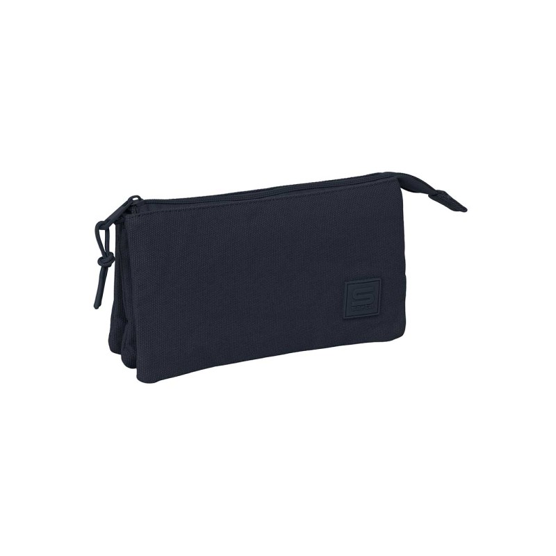 Safta Basic Portatutto - 3 scomparti con cerniera - Tasca interna centrale - 22x12x3 cm - Colore blu scuro