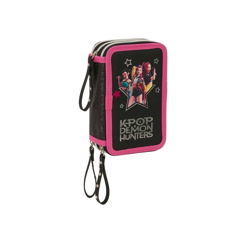 Safta K-Pop Demon Hunters Energy Astuccio a 3 ripiani - 37 pezzi - Gomma - Matita - 2 penne a sfera - Temperamatite - 2 