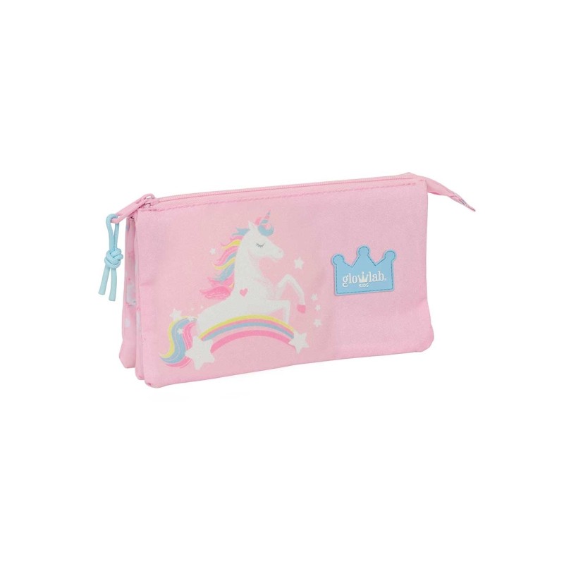 Safta Glowlab Kids Borsa portaoggetti - 3 scomparti con cerniera - Tasca interna - 0.6 L - 220x30x120 mm - Colore rosa