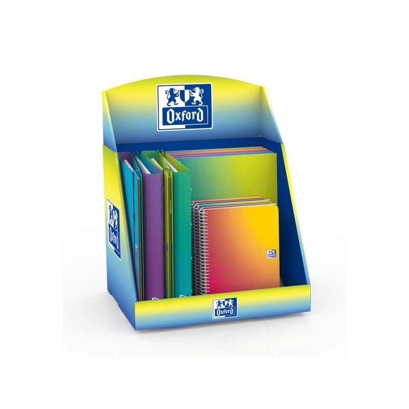 Espositore Oxford Gradient con 14 articoli - 5 quaderni a spirale A4+ - 5 quaderni a spirale A5+ - 4 raccoglitori ad ane
