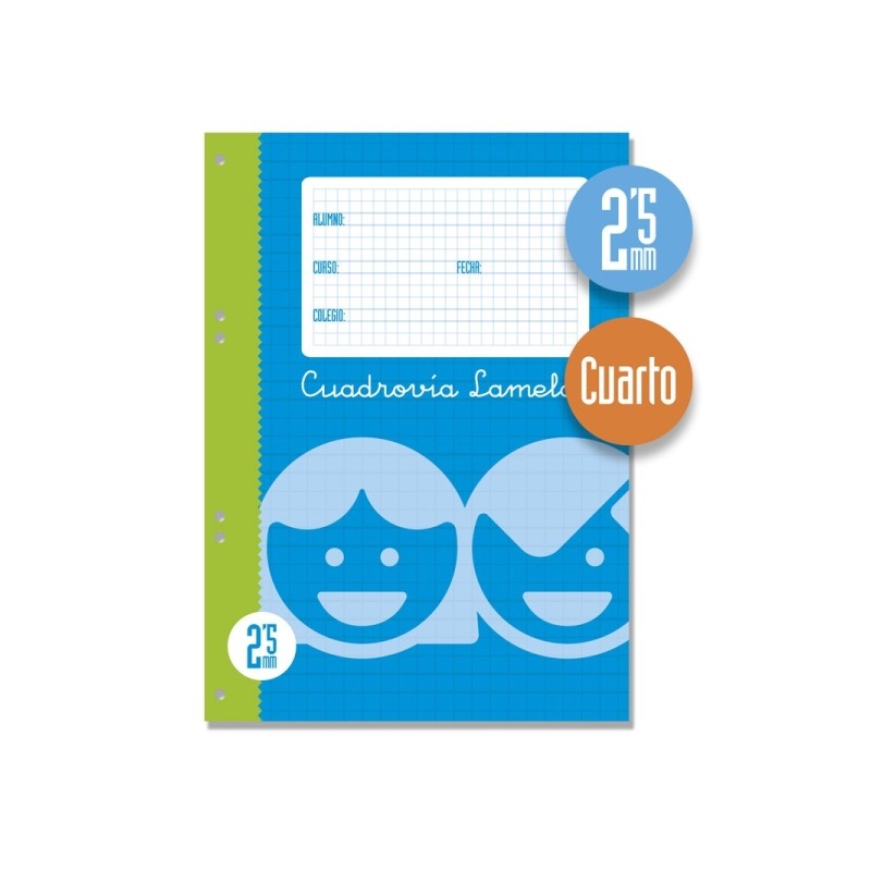 Foglio di ricambio per anelli con 100 fogli da 70 g/m² con margine - Formato quarto - Righe a quattro linee da 2.5 mm -