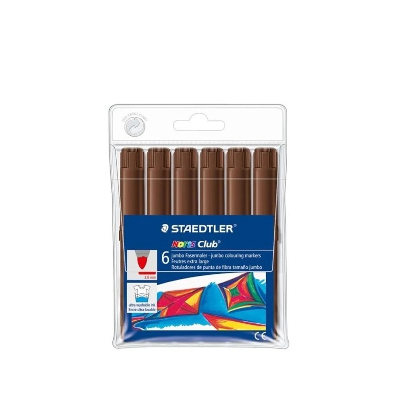 Staedtler Noris Jumbo 340 Confezione da 6 pennarelli Jumbo - Punta in fibra - Spessore del tratto 3 mm - Tappo ventilato