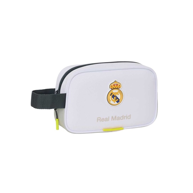 Safta Real Madrid Borsa da viaggio da 2 L - Manico - Chiusura a cerniera - 22x13.5x8 cm - Colore bianco e nero