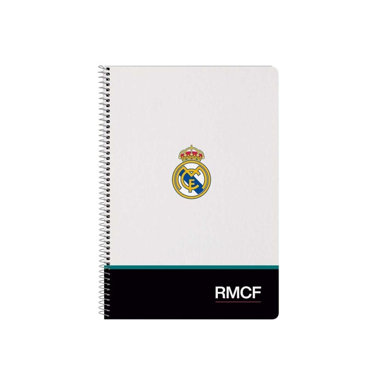Safta Real Madrid Divisa 26/27 Taccuino a spirale - Formato Folio - 80 fogli da 80 g/m² - Quadrettatura 4x4 mm - Copert
