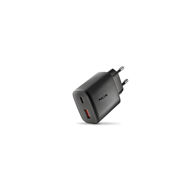 NGS ERA 45W Caricabatterie da parete ultraveloce GaN - 1 USB-C e 1 USB-A - Colore: nero