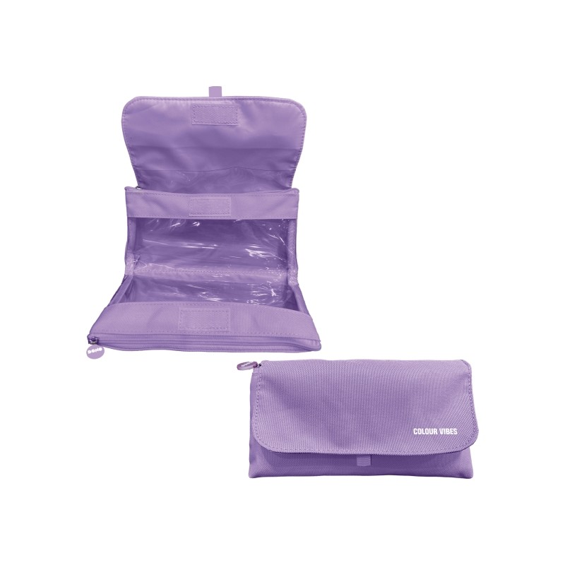 Dohe Vibes Borsa portaoggetti doppia - Patta con tasca interna - Cerniera - Finestre trasparenti - Poliestere - 22x11x6 