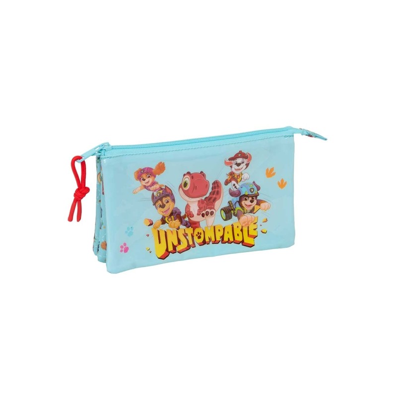 Safta Paw Patrol Dino Rescue Borsa multiuso - 3 scomparti con cerniera - Tasca interna centrale - 22x12x3 cm - Colore bl