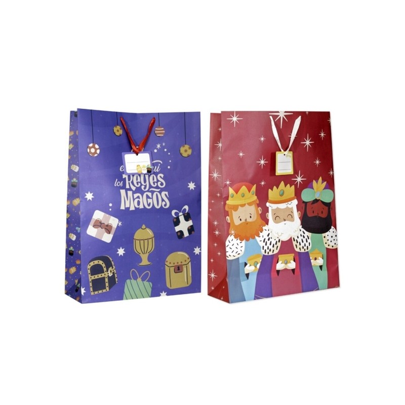 Bismark Borsa di carta I Re Magi Jumbo - Dimensioni 40x70x18 cm - Cartellino da appendere - 2 modelli diversi a caso