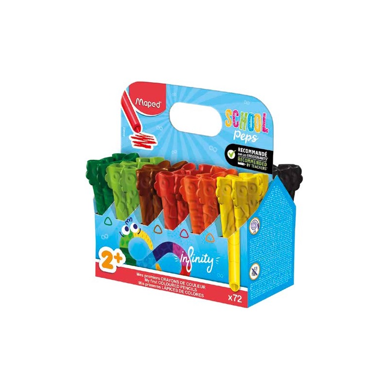 Maped Color'Peps Infinity Jumbo Pack da 72 matite colorate a lunga durata - Realizzate interamente con mina - Colori ass