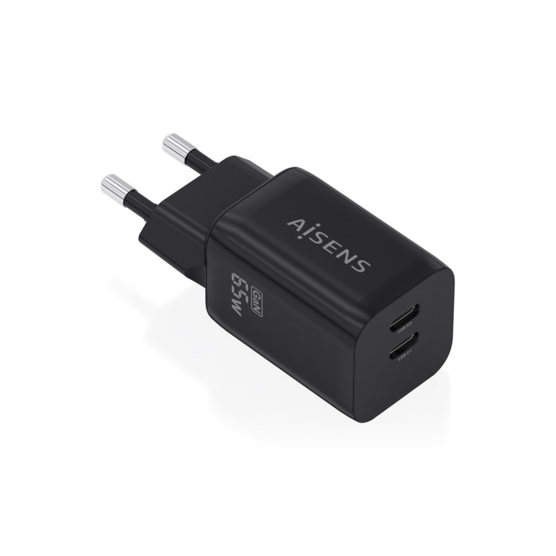 Caricabatterie Aisens Gan 65 W - 2xUSB-C PD 3.0 QC 4.0 - Colore: nero