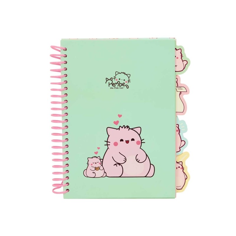 Safta Pembe The Pink Cat Blocco note A5 - Copertina rigida - 80 fogli - Grammatura 80 g/m² - Include 4 segnalibri - 148