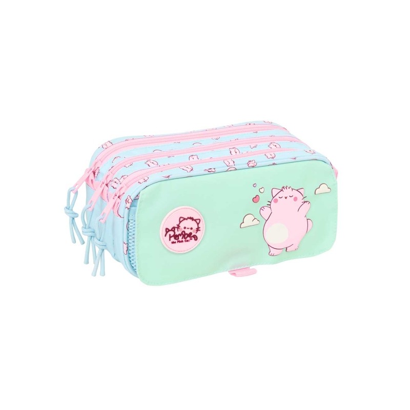 Safta Pembe The Pink Cat Borsa multiuso - 3 scomparti con cerniera - Tasca frontale - Cinturino regolabile - 1.72 L - 21