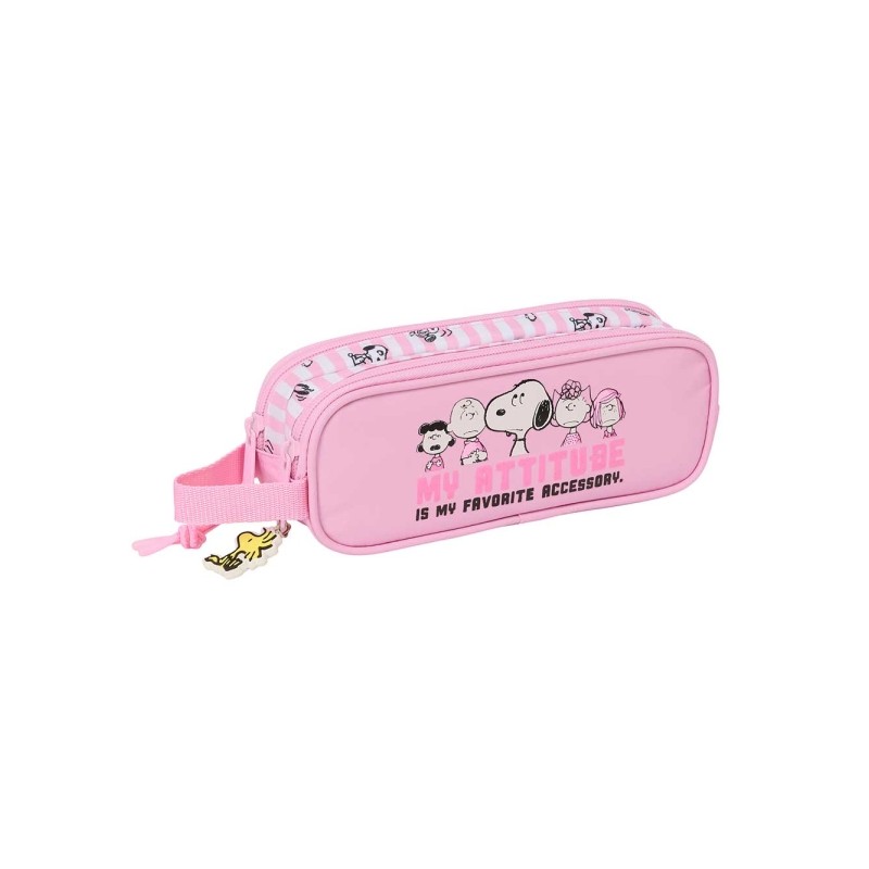Safta Snoopy Borsa multiuso - 2 scomparti con cerniera - Manico laterale - Capacità 1 L - 21x8x6 cm - Colore rosa