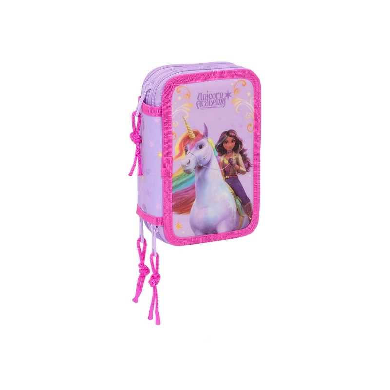Safta Unicorn Academy Astuccio a 3 ripiani - 37 pezzi - 1.3 L - Gomma - Matita - Penne a sfera - Temperamatite - Righell