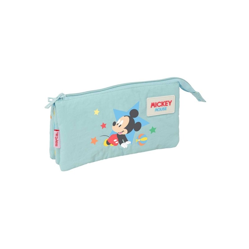 Safta Mickey Mouse Baby Borsa portaoggetti - 3 scomparti con cerniera - Tasca interna centrale - 22x12x3 cm - Colore blu