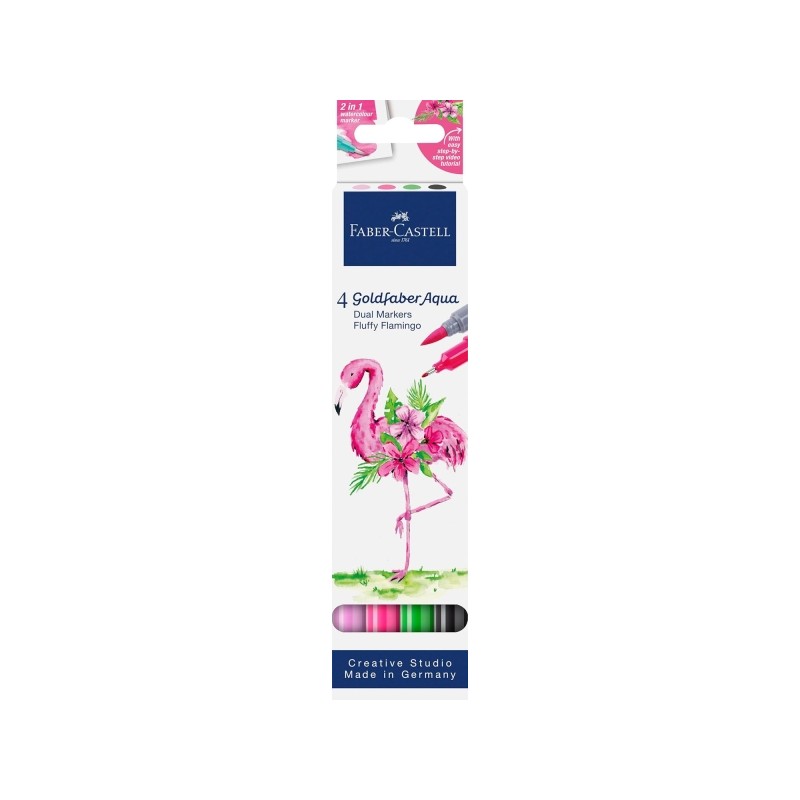 Faber-Castell Tropical Escapes Pack con 4 pennarelli Goldfaber a doppia punta - punta a pennello e punta fine da 0.6 mm 